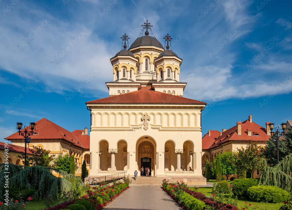 Scenic view of Coronation Orthodox Cathedral in Fortress of Alba Iulia, Romania