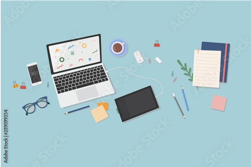 Illustration of a designer's desktop