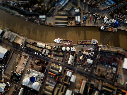 Aerial view of nautical city industrial town photo
