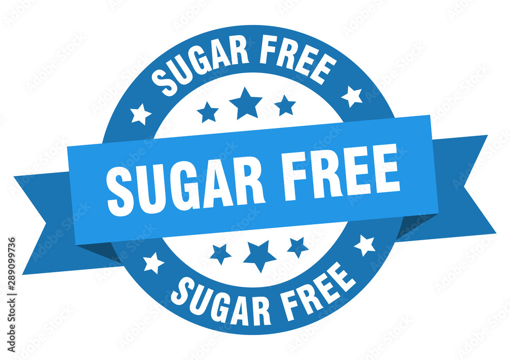 sugar free ribbon. sugar free round blue sign. sugar free