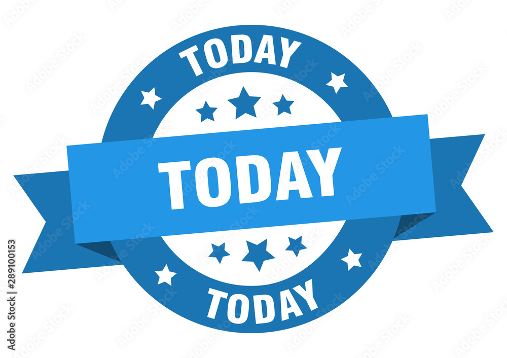 Fototapeta premium today ribbon. today round blue sign. today