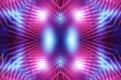 Fototapeta Naklejka Na Ścianę i Meble -  Dark abstract futuristic background. Neon lines, glow. Neon lines, shapes. Pink and blue glow