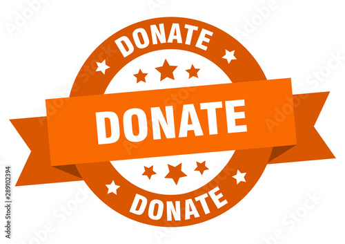 donate ribbon. donate round orange sign. donate