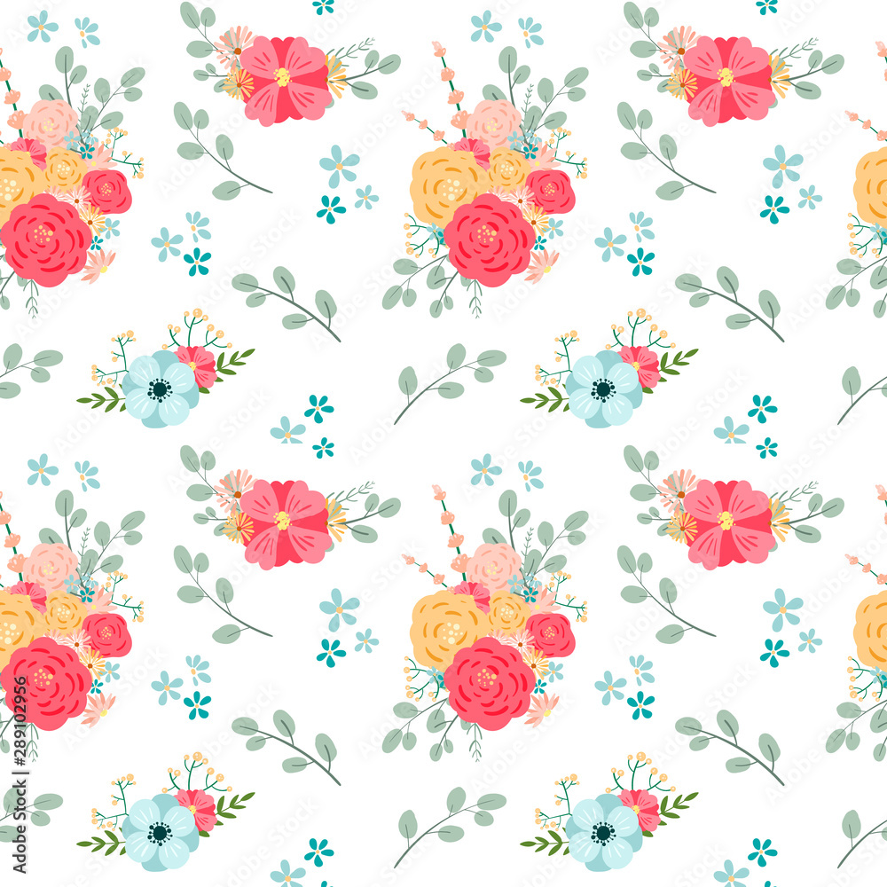 Seamless Floral Pattern with roses. Vector illustration.