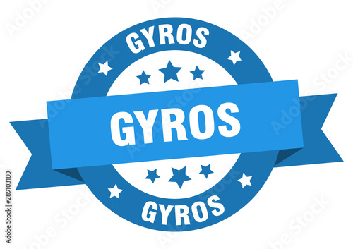 gyros ribbon. gyros round blue sign. gyros