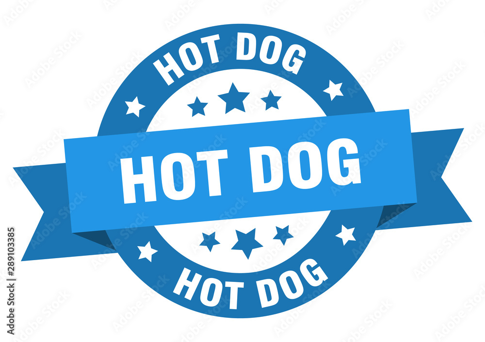 hot dog ribbon. hot dog round blue sign. hot dog hot dog ribbon. hot dog round blue sign. hot dog