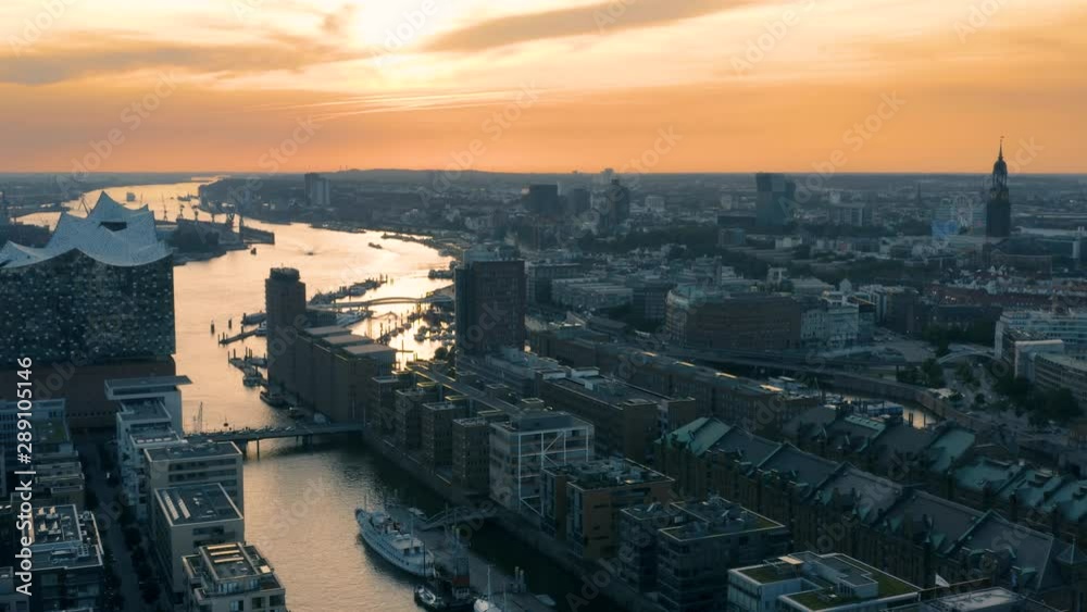Aerial view of Hamburg cityscape before sunset Aerial view of Hamburg cityscape before sunset