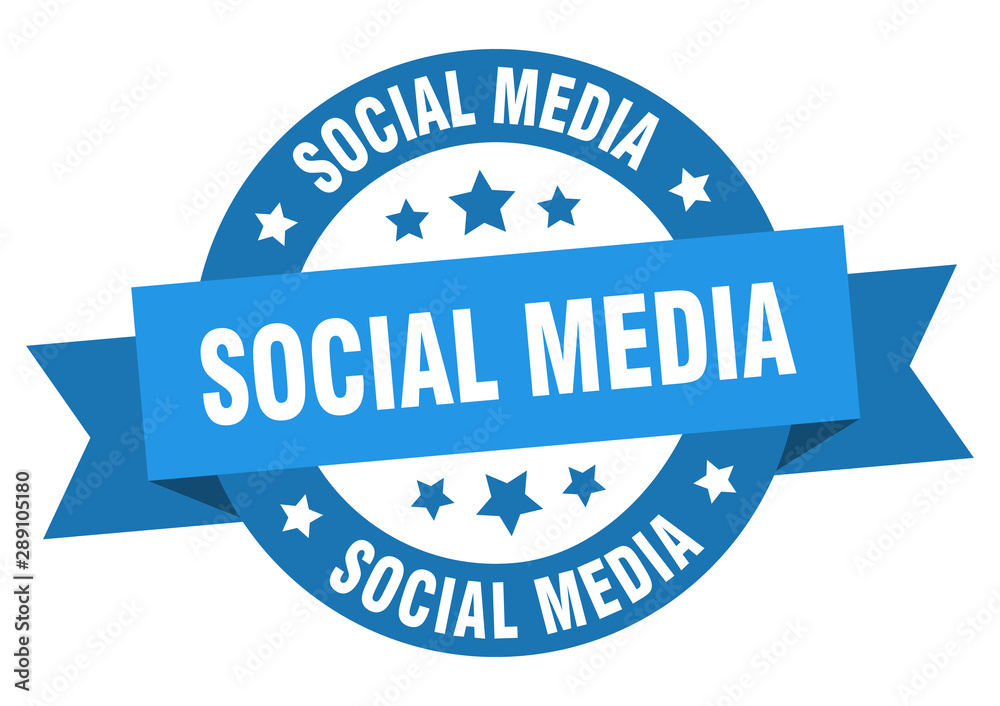 social media ribbon. social media round blue sign. social media