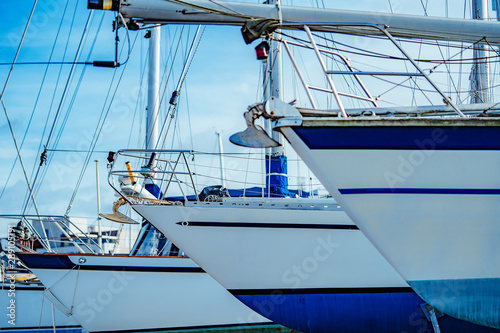 Different yachts and boat at the marina