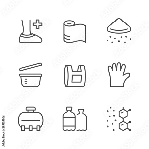 Set line icons of polyethylene or polythene