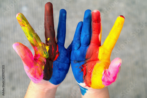 Many coloured children hands,colorfur photo