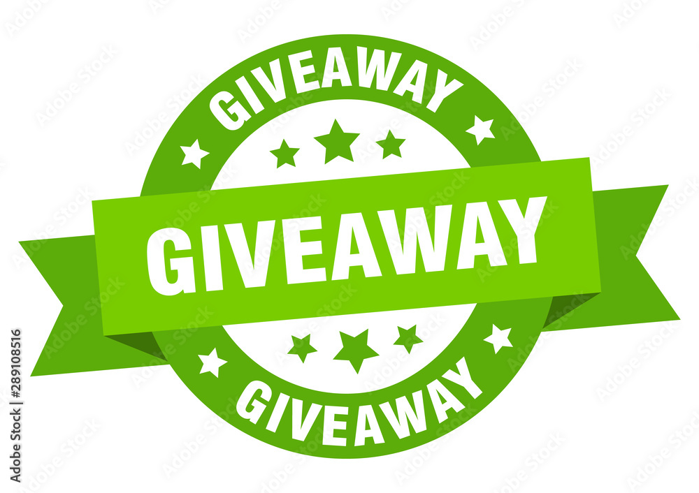giveaway ribbon. giveaway round green sign. giveaway