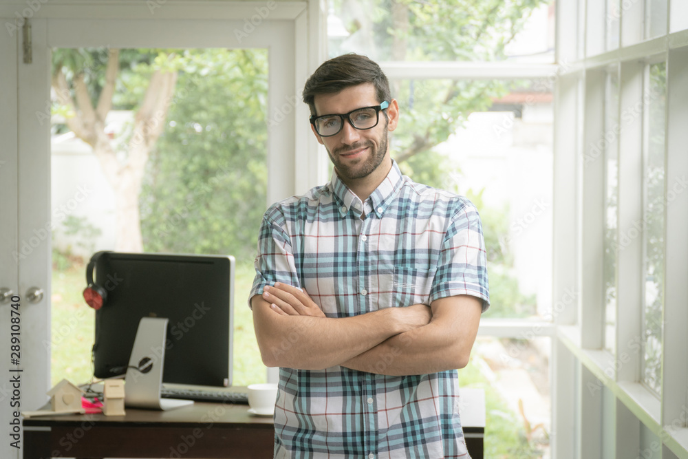 Good looking caucasian man with space background, wearing eye glasses. Good looking caucasian man with space background, wearing eye glasses.