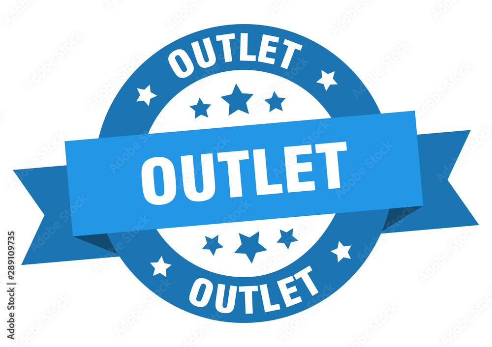 Fototapeta premium outlet ribbon. outlet round blue sign. outlet