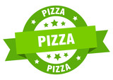 pizza ribbon. pizza round green sign. pizza