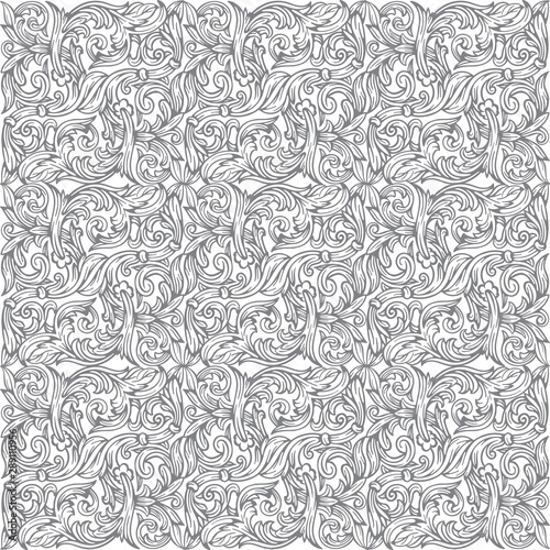 Vintage seamless pattern. Hand drawn baroque victorian ornaments endless texture. Floral ornament design. Engraved style ornament drawing. Part of set.