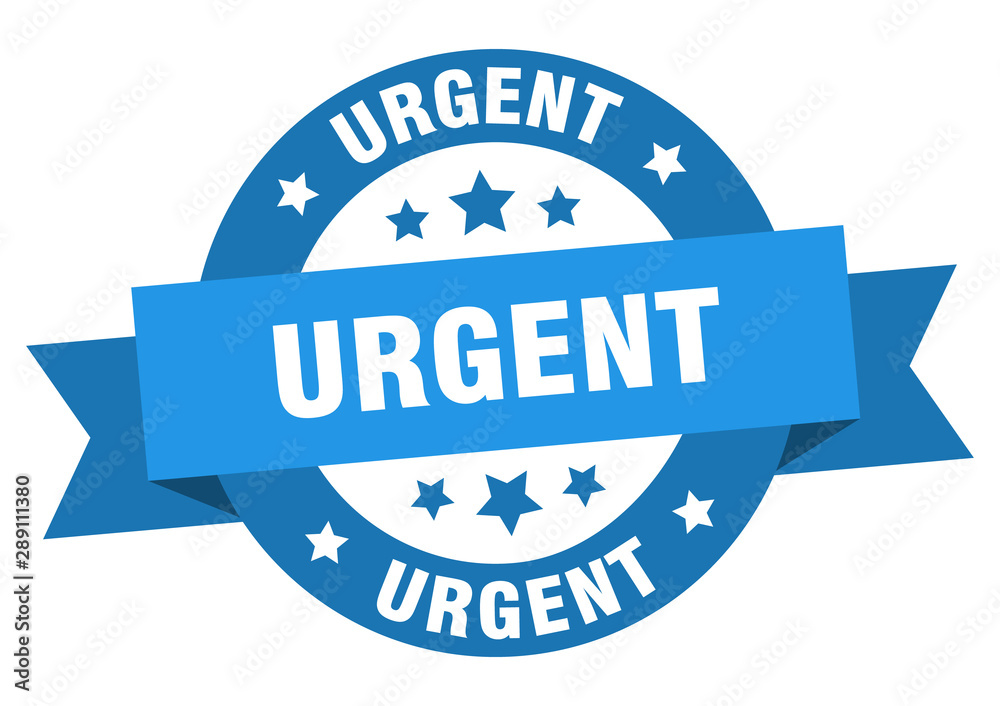 Fototapeta premium urgent ribbon. urgent round blue sign. urgent