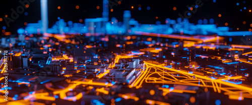 Abstract 3d render of techn...