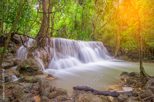 Fototapeta Naklejka Na Ścianę i Meble -  Huai Mae Khamin Waterfall tier 3  Khuean Srinagarindra National Park  Kanchanaburi  Thailand