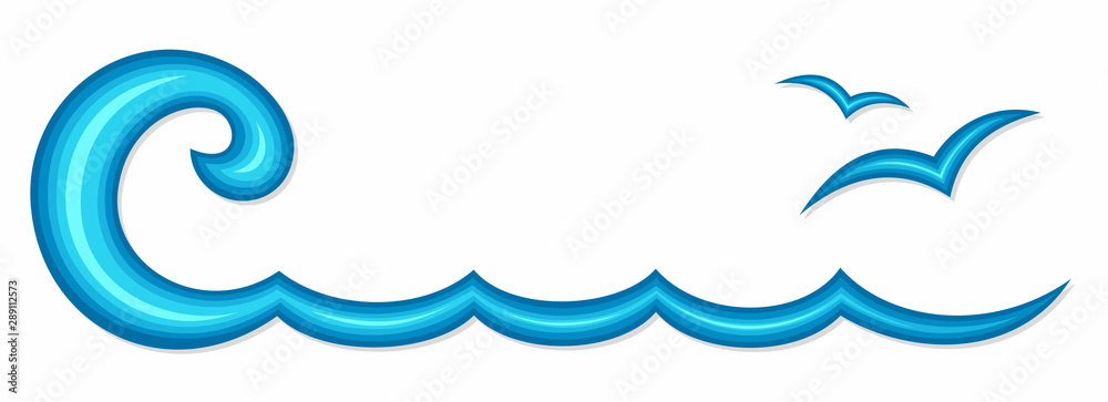 Blue wave symbol with seagulls. Blue wave symbol with seagulls.