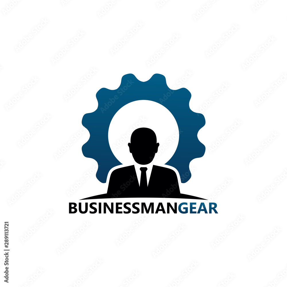 Businessman Gear Logo Template Design Businessman Gear Logo Template Design