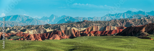 Photography Wide panorama of Zhangye Danxia geological park in Gansu Province, China