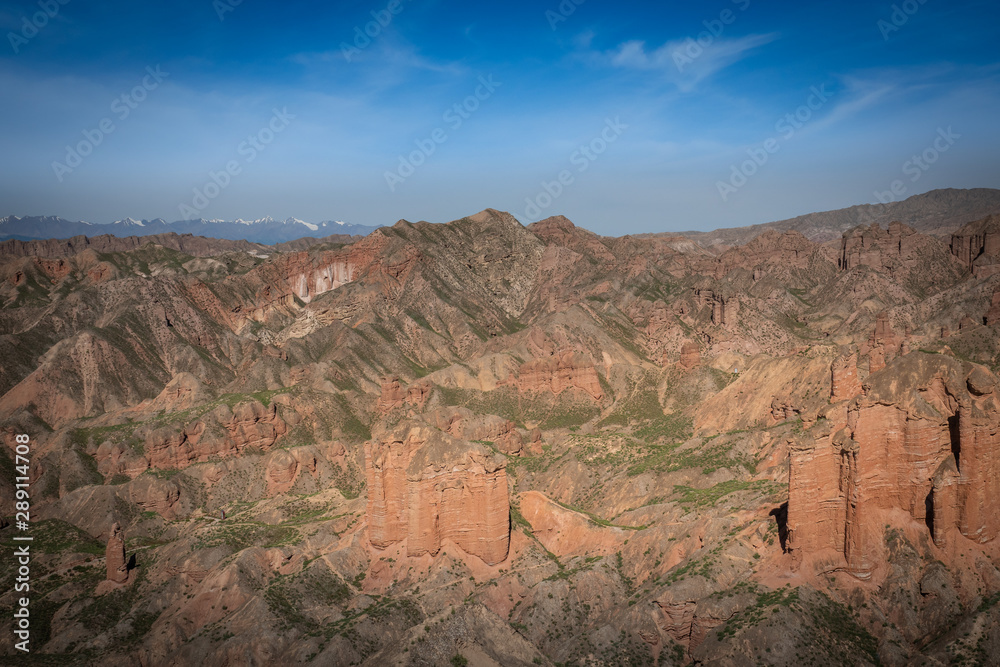 China landscape. Beautiful rock formations at Binggou Danxia scenic area, close to Zhangye Danxia geological park. Gansu province, China. China landscape. Beautiful rock formations at Binggou Danxia scenic area, close to Zhangye Danxia geological park. Gansu province, China.