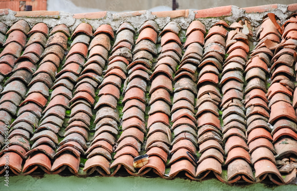 Red roof tile pattern on the house. Red roof tile pattern on the house.