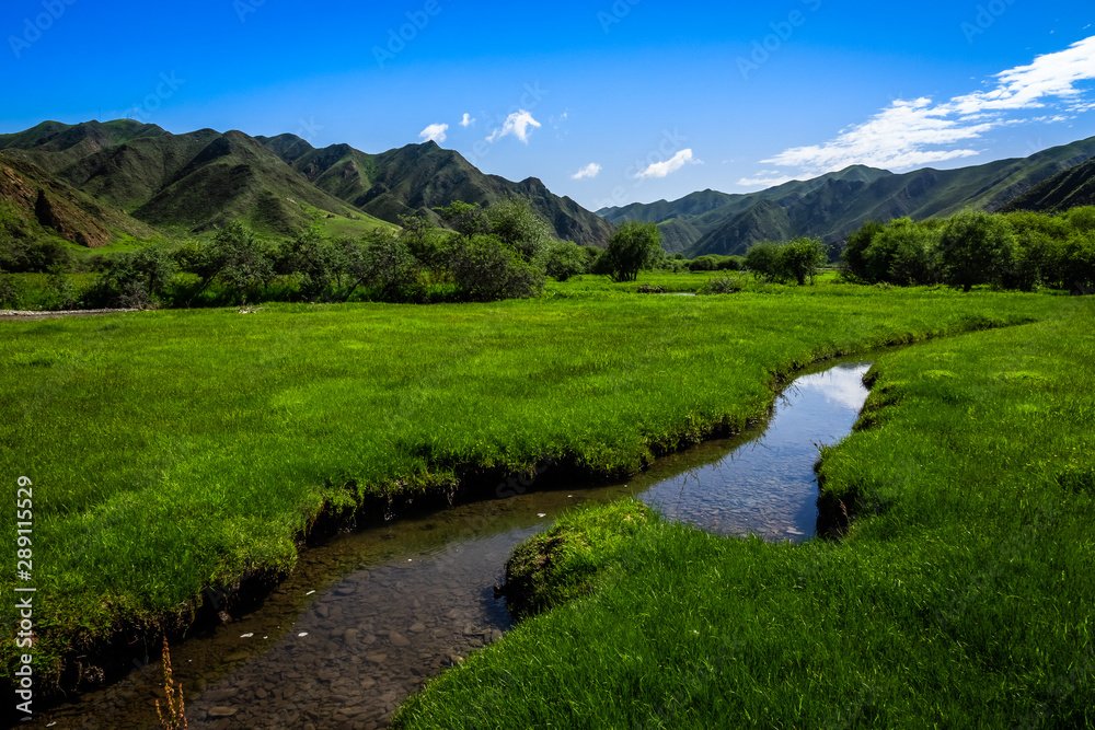 Sangke grassland and wetlands at Xiahe. Pristine natural landscape in Gansu,  China. Stock Photo | Adobe Stock