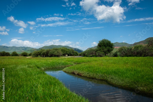 Sangke grassland and wetlands at Xiahe. Pristine natural landscape in Gansu, China. 