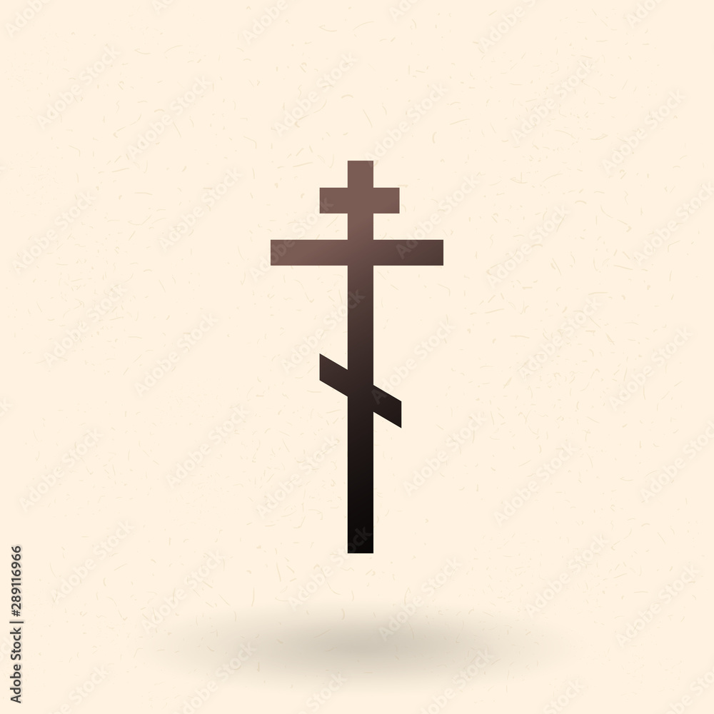 Vector Black Silhouette of Ortodox Cross. Religion Icon. Christian Symbol.