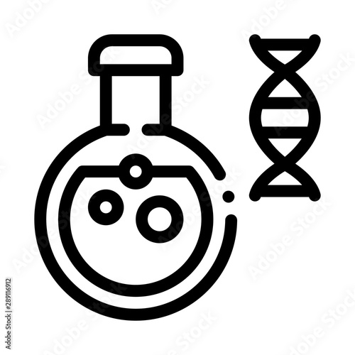 Chemistry Lab Glassware Biomaterial Vector Icon Thin Line. Biology And Science Flasks, Bioengineering, Dna And Medicine Biomaterial Concept Linear Pictogram. Monochrome Contour Illustration