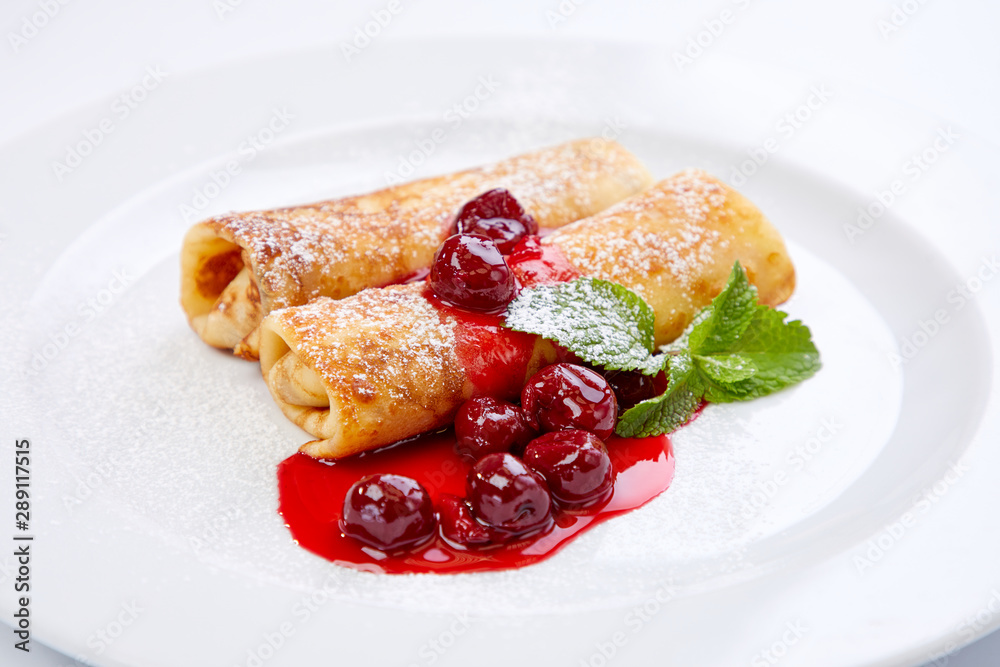 sweet pancakes with cherries sweet pancakes with cherries