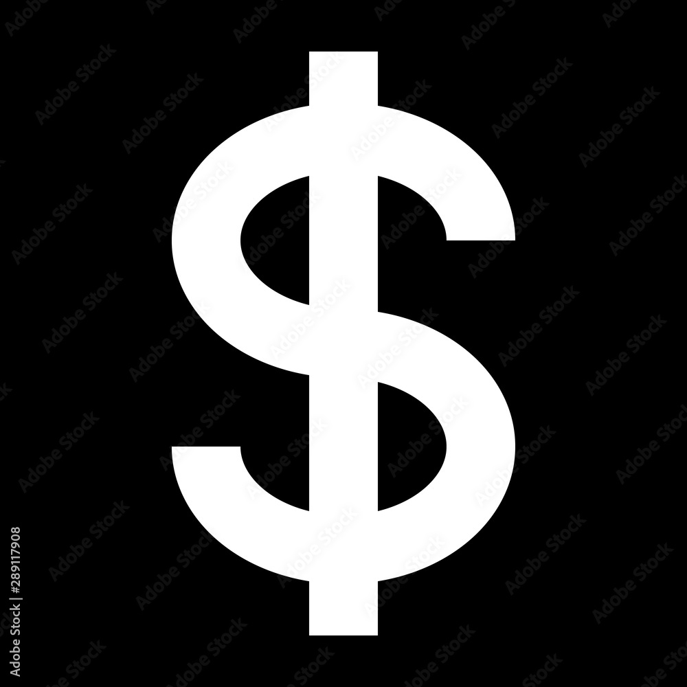 Dollar currency sign symbol - white simple, isolated - vector Dollar currency sign symbol - white simple, isolated - vector
