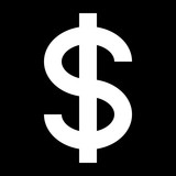 Dollar currency sign symbol - white simple, isolated - vector