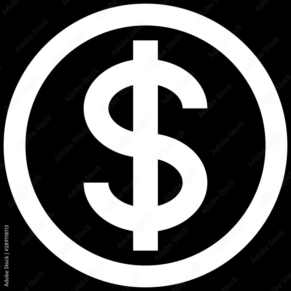 Dollar currency sign symbol - white simple inside of circle, isolated - vector Dollar currency sign symbol - white simple inside of circle, isolated - vector
