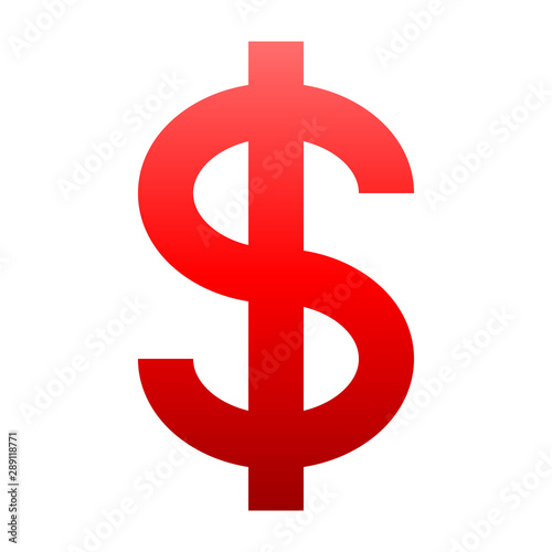 Dollar currency sign symbol - red simple gradient, isolated - vector