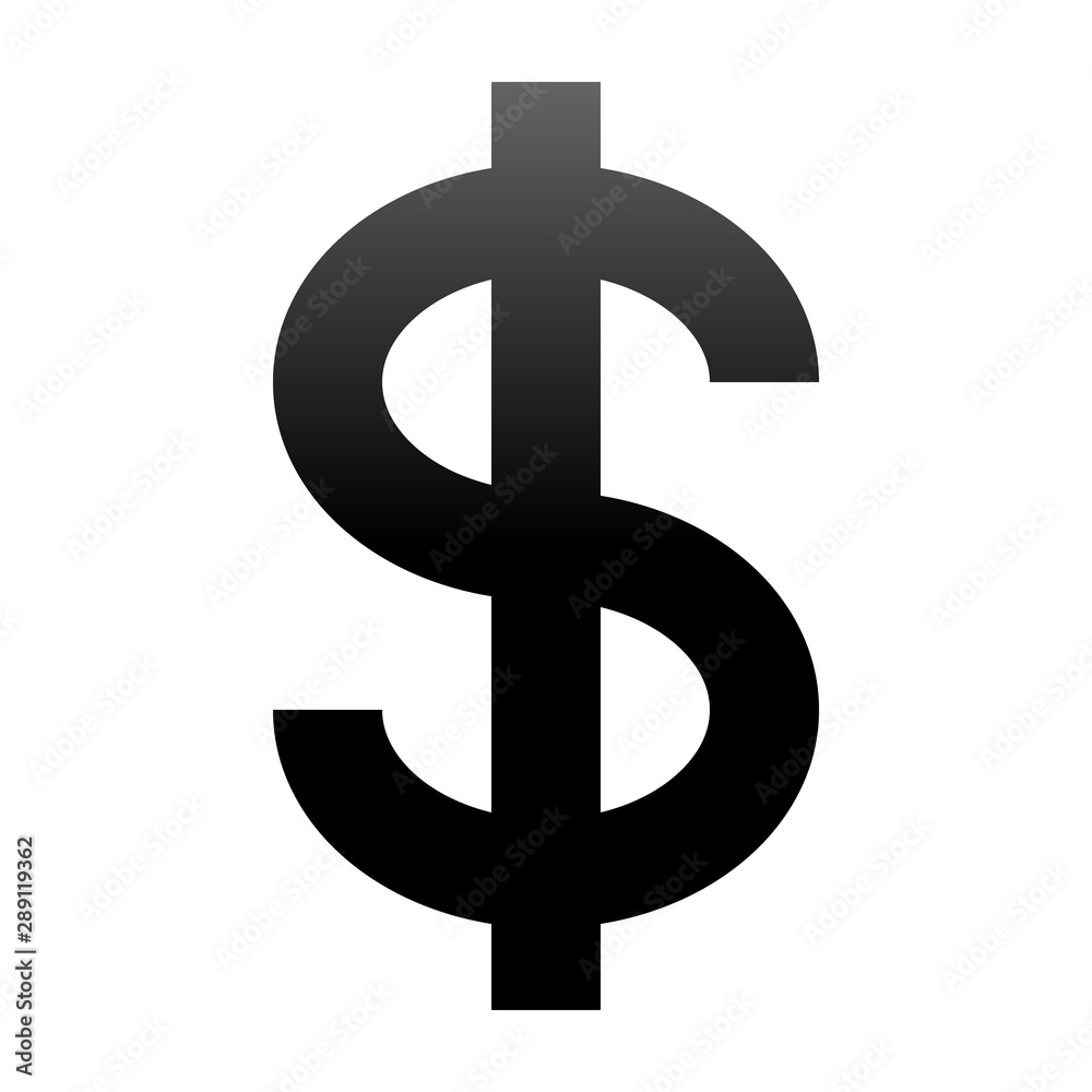 Dollar currency sign symbol - black simple gradient, isolated - vector Dollar currency sign symbol - black simple gradient, isolated - vector