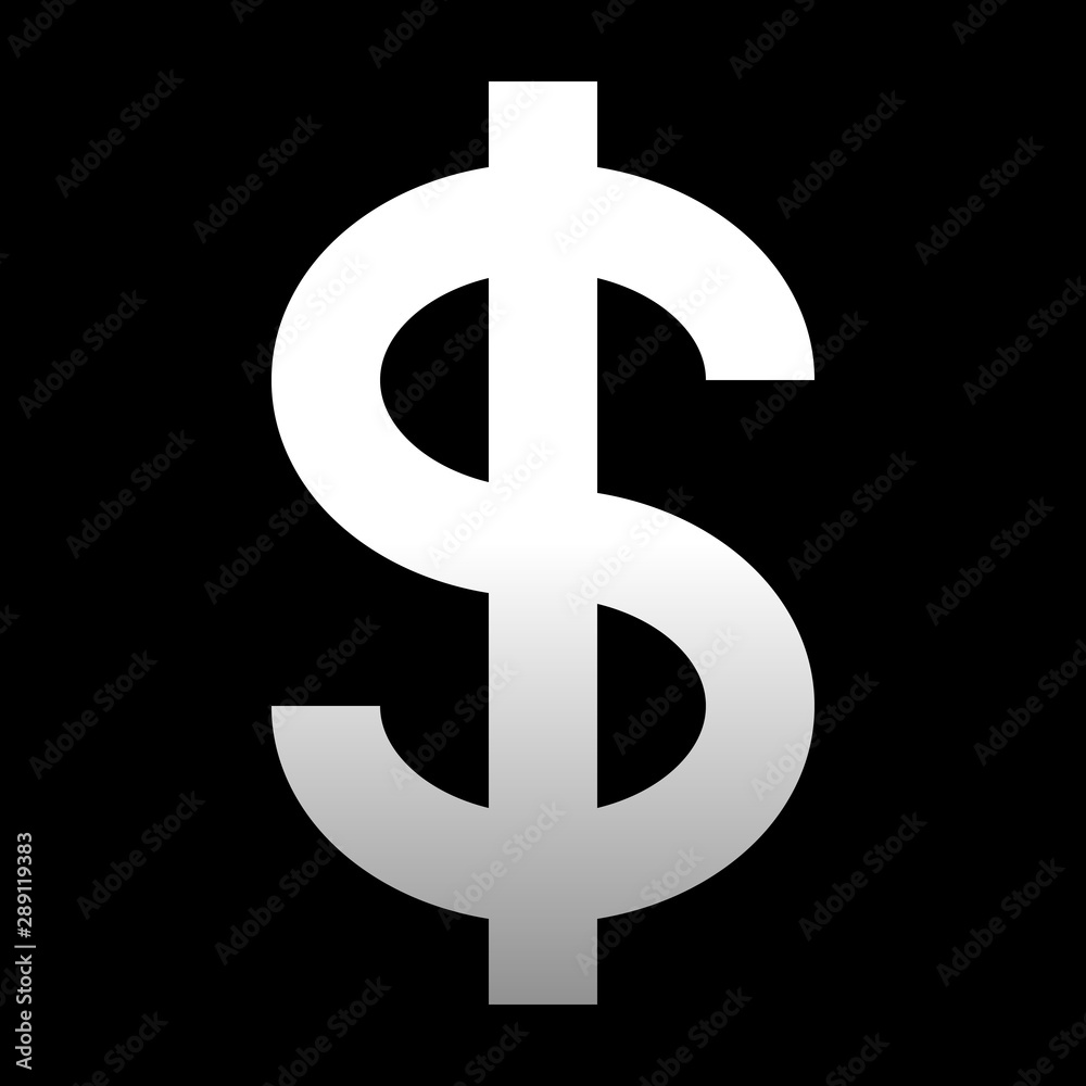 Dollar currency sign symbol - white simple gradient, isolated - vector Dollar currency sign symbol - white simple gradient, isolated - vector
