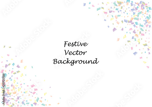 Festive color rectangle confetti background. Abstract frame confetti texture for holiday  postcard  poster  website  carnival  birthday  children s parties. Cover confetti mock-up. Wedding card layout