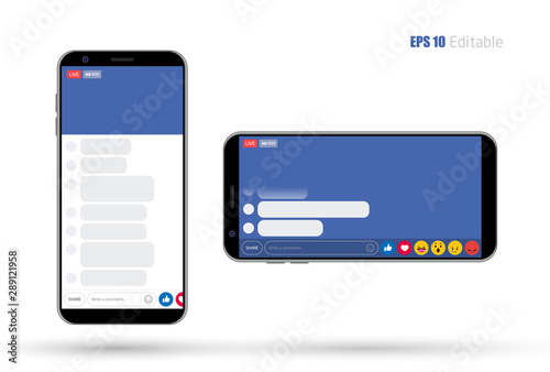 social media mobile app new feed, home page trend mock up, mobile video live on blank screen concept