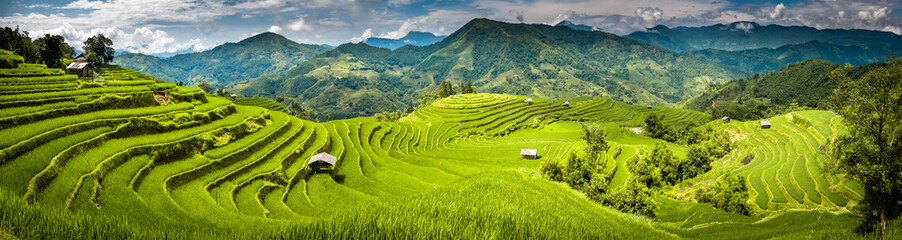 Handdoek met foto Rijstvelden Panorama rijstterrassen Hoang Su Phi  © Jeroen