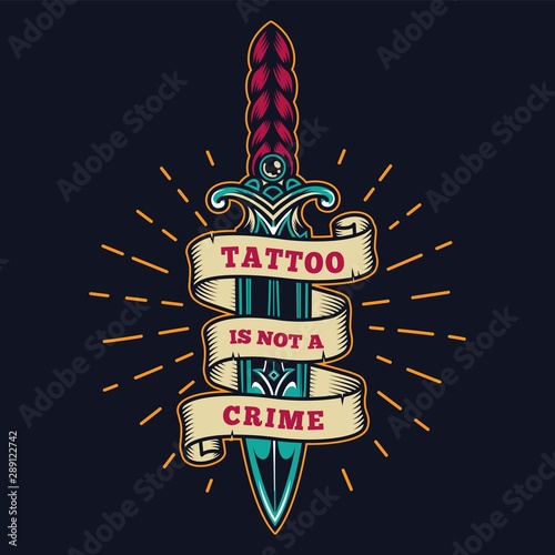 Vintage tattoo studio colorful print