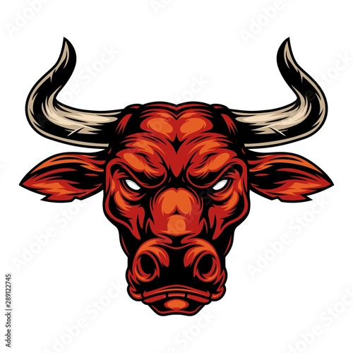 Vintage strong red bull head