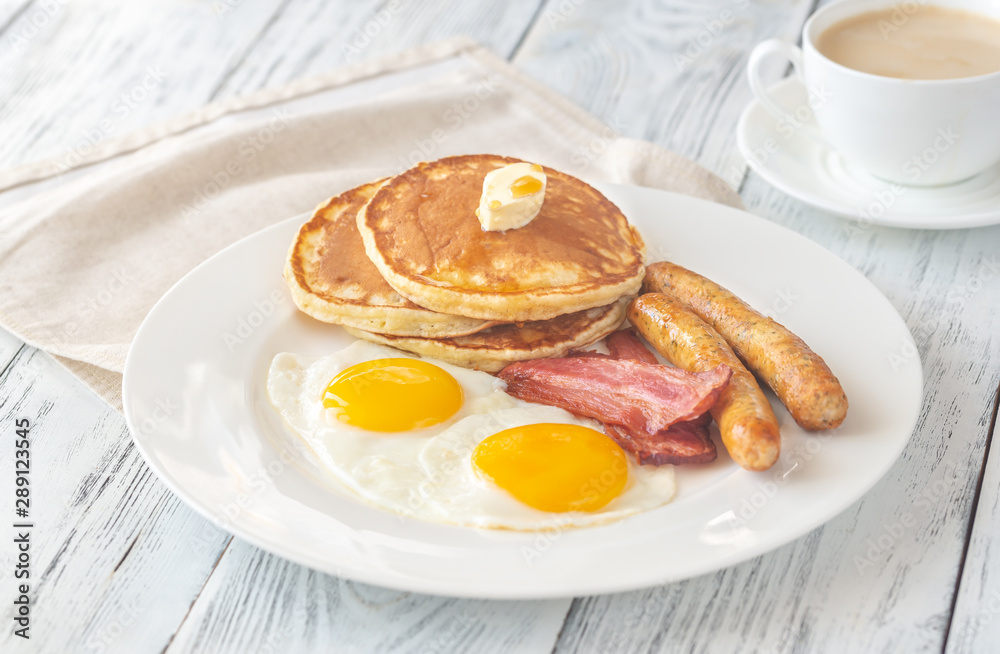 Portion of American breakfast Portion of American breakfast