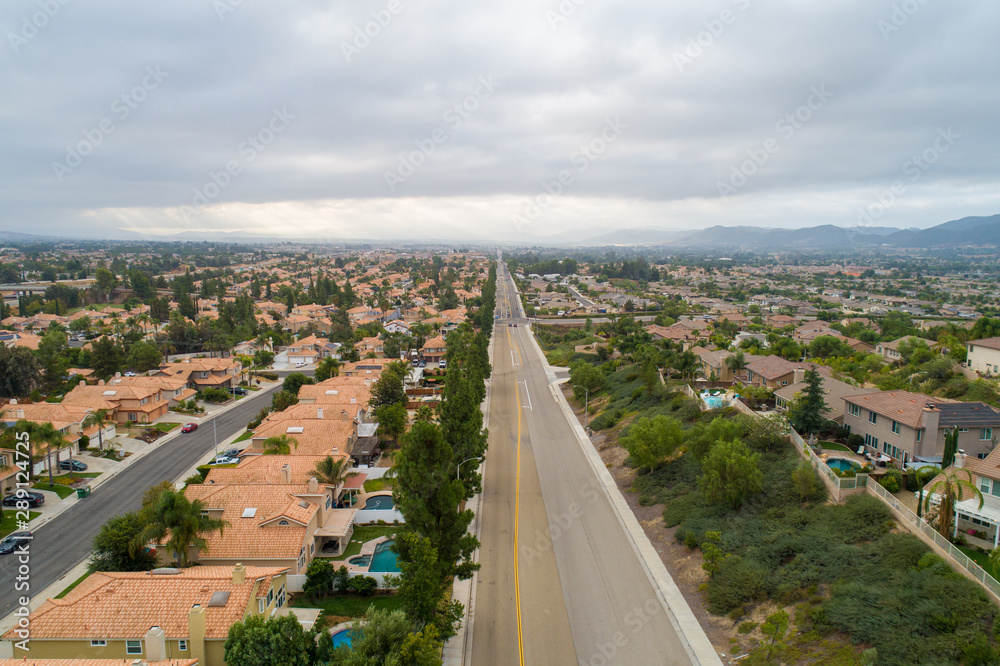 aerial photo of residential homes in california