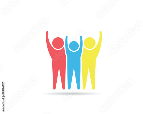 Happy Winners People Logo Design Illustration, Family concept