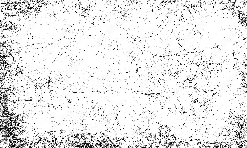 Aged wall texture. Grainy messy overlay of empty, aging, scratched wall. Grunge rough dirty background. Vector Illustration. Black isolated on white background. EPS10.