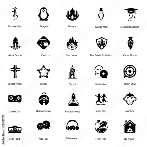 Sign and Emblems Glyph Vectors Pack 
