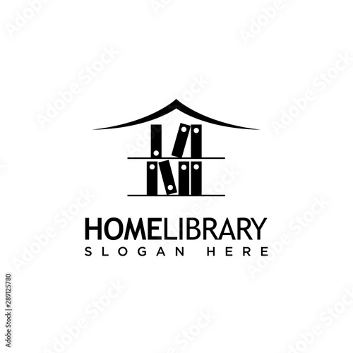 Home Library Logo with Bookcase as Floor